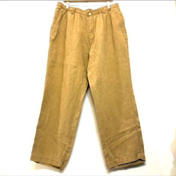 Caribbean 100% Linen Pants‎ Elastic Waist Drawstring Men’s 42x30 - Picture 1 of 11